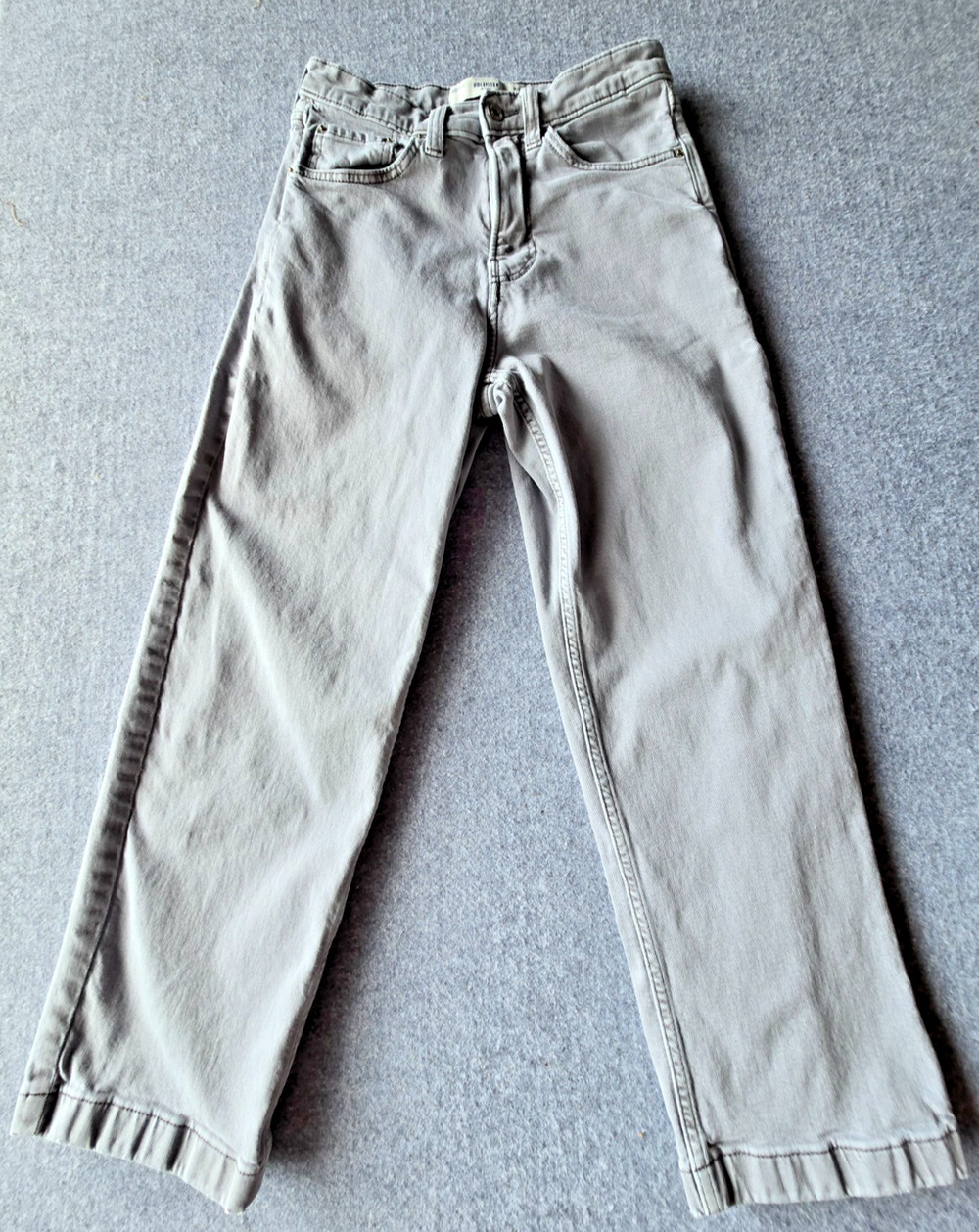 Hollister Baggy Jeans Gray Denim Solid 5-Pocket Capri Length High Rise 27x24